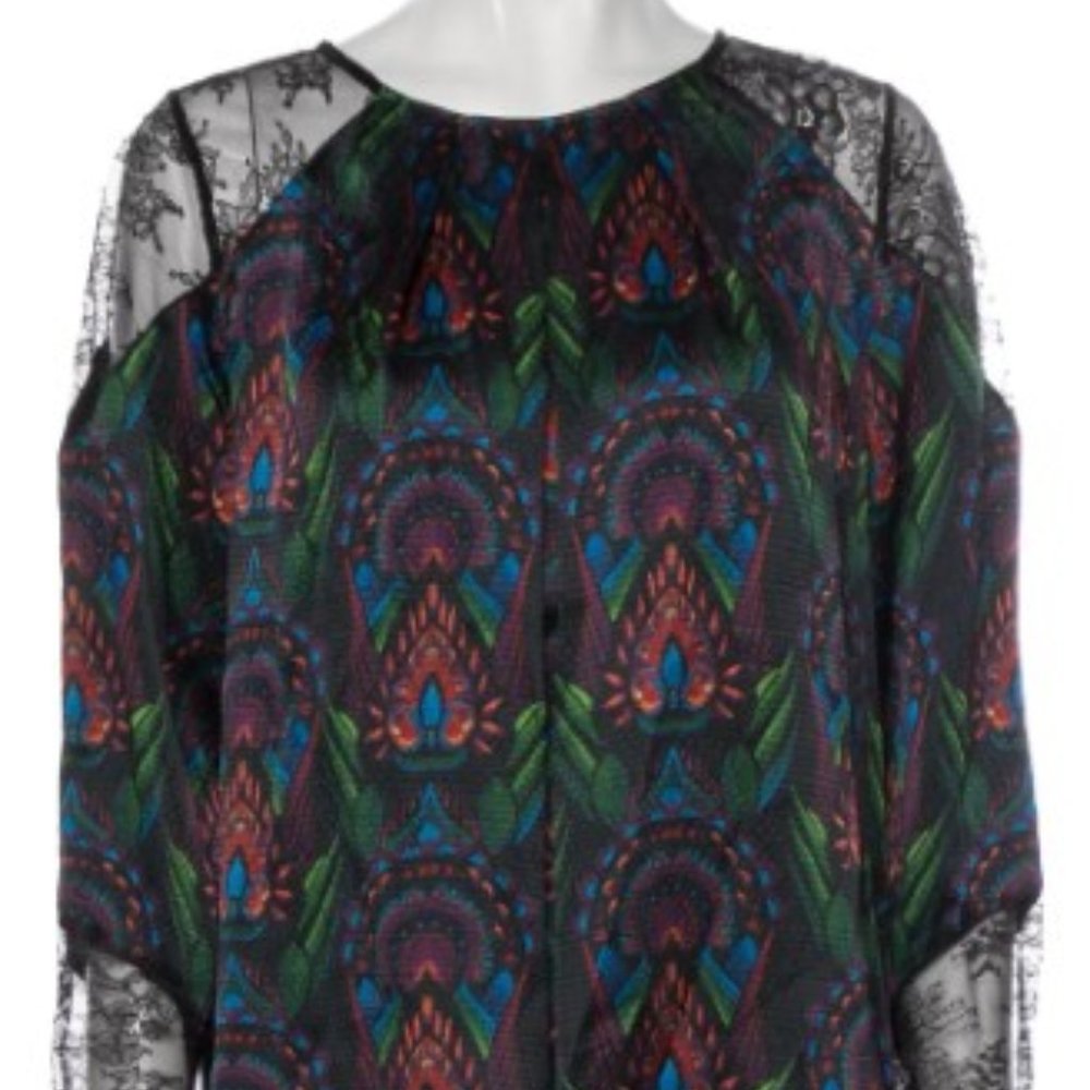 ALICE & OLIVIA Printed Scoop Neck Blouse